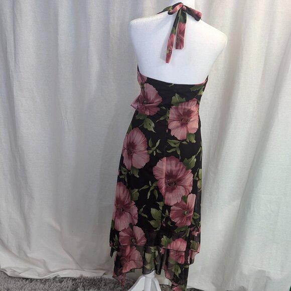 Trixxi Clothing Company Size Small Brown and Pink Floral Asymmetrical Dress - Picture 4 of 10